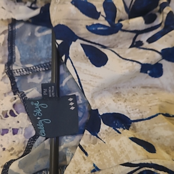 Gabby Skye, PM, Blue, Tan, White Dress - Picture 4 of 4